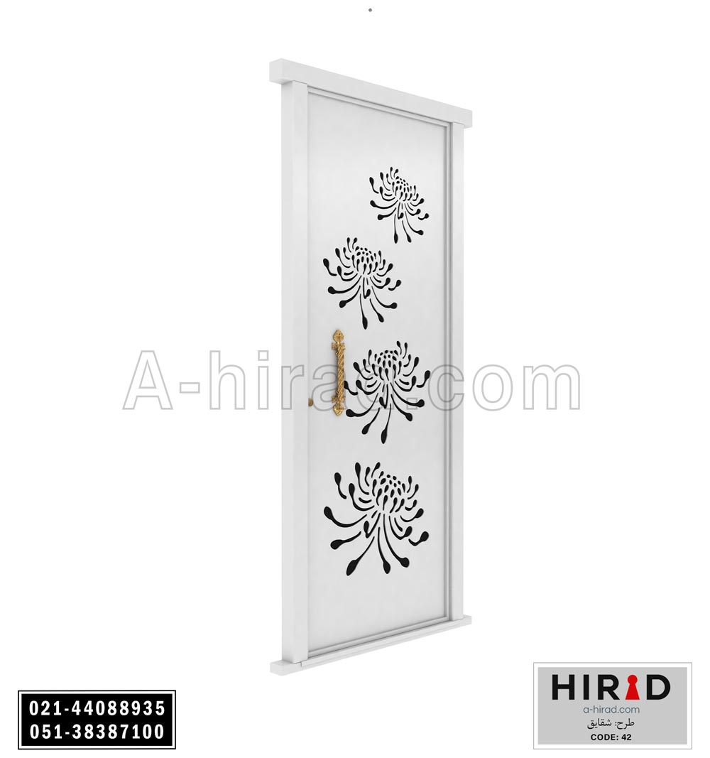 درب فلزی لیزری تک لنگه مدل شقایق کد 1042 عرض 108 ارتفاع 223 